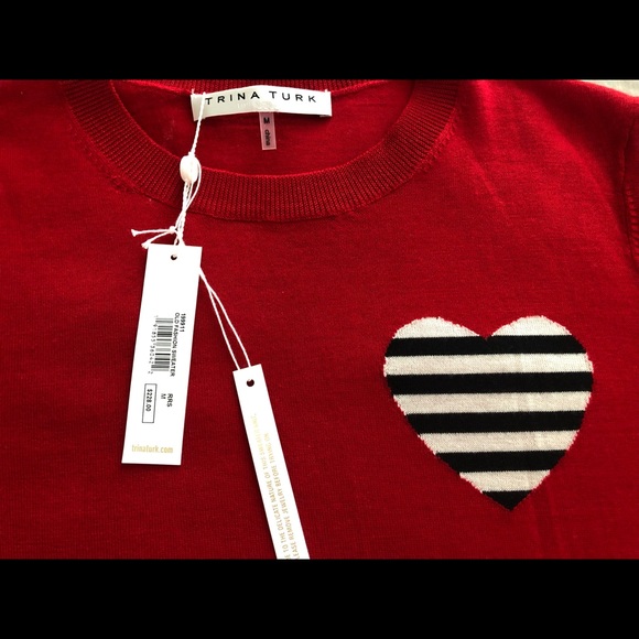 Trina Turk merino wool sweater with heart detail, size M - Picture 2 of 6